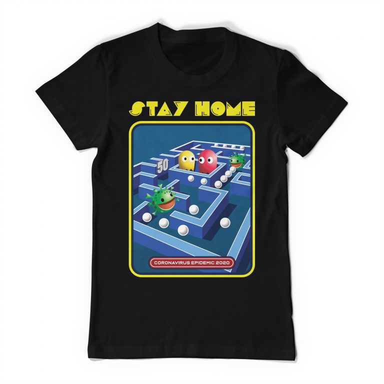 Retro Stay Home 2020 Tee Shirt Pac-Man Gaming T-Shirt Pacman - Image 2