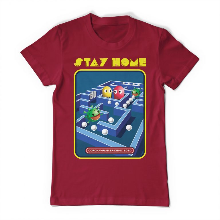 Retro Stay Home 2020 Tee Shirt Pac-Man Gaming T-Shirt Pacman - Image 3