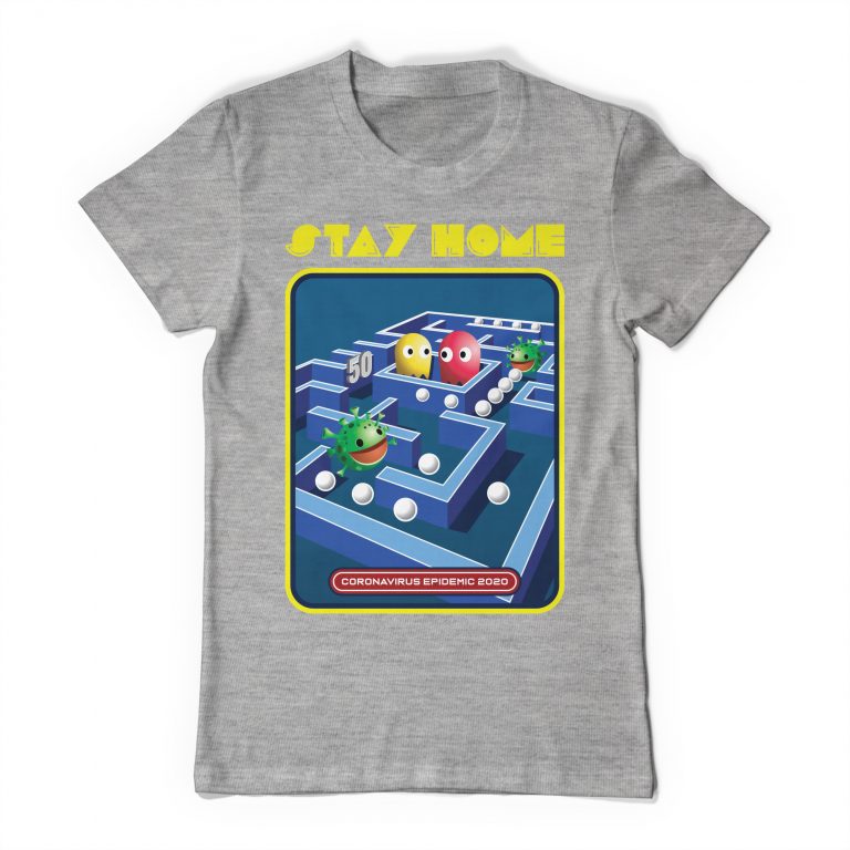 Retro Stay Home 2020 Tee Shirt Pac-Man Gaming T-Shirt Pacman - Image 4