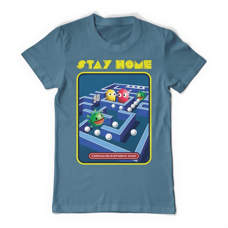 Retro Stay Home 2020 Tee Shirt Pac-Man Gaming T-Shirt Pacman - Image 5