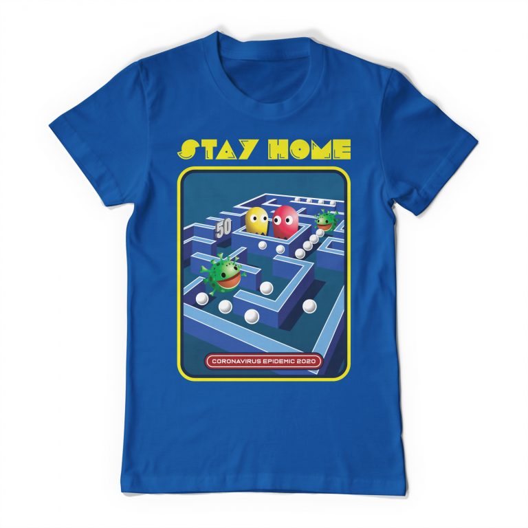Retro Stay Home 2020 Tee Shirt Pac-Man Gaming T-Shirt Pacman - Image 7