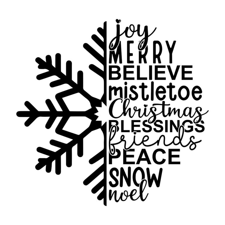 Christmas Snowflake with Cheerful Holiday Words DTF Transfer Design