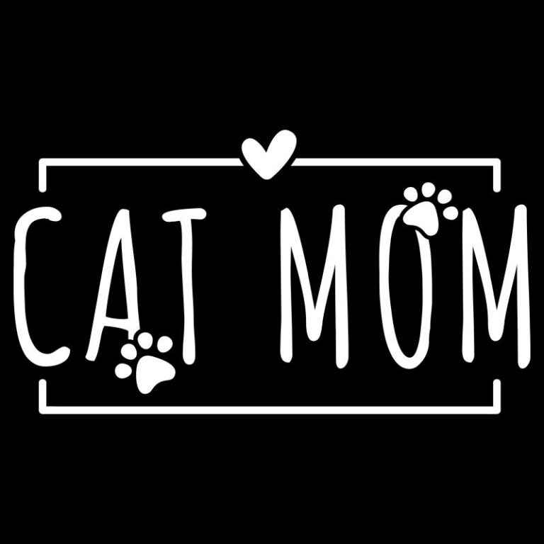 Cat Mom text design with a paw print replacing the "O," ideal for pet and animal DTF transfers.