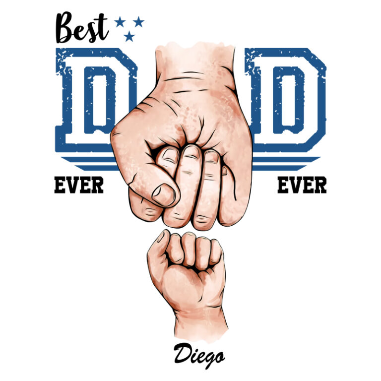 Best Dad Ever Fist Bump with Kids child children's Names Personalized Fathers Day Gift DTF Heat Transfer - Image 4