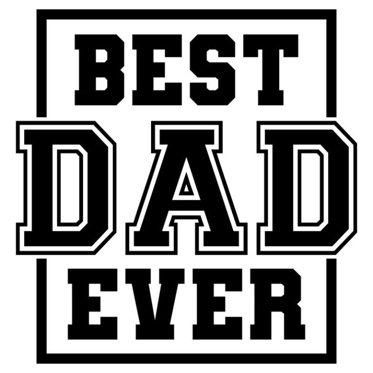 Bold black and white varsity-style “Best Dad Ever” DTF transfer with strong block text inside a rectangular frame