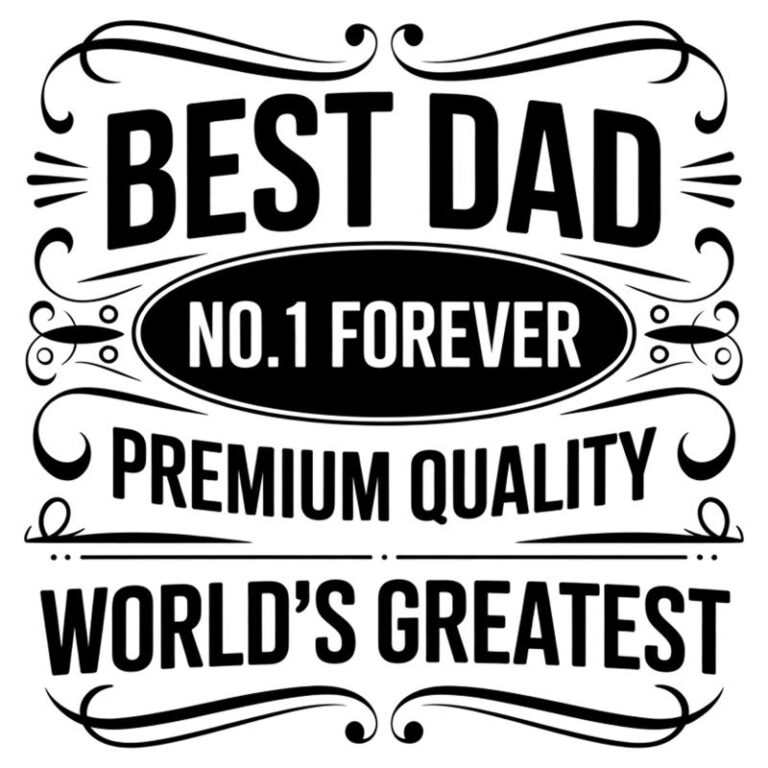 Vintage liquor label-style “Best Dad” DTF transfer with bold lettering and ornate scroll details — perfect for Father’s Day shirts